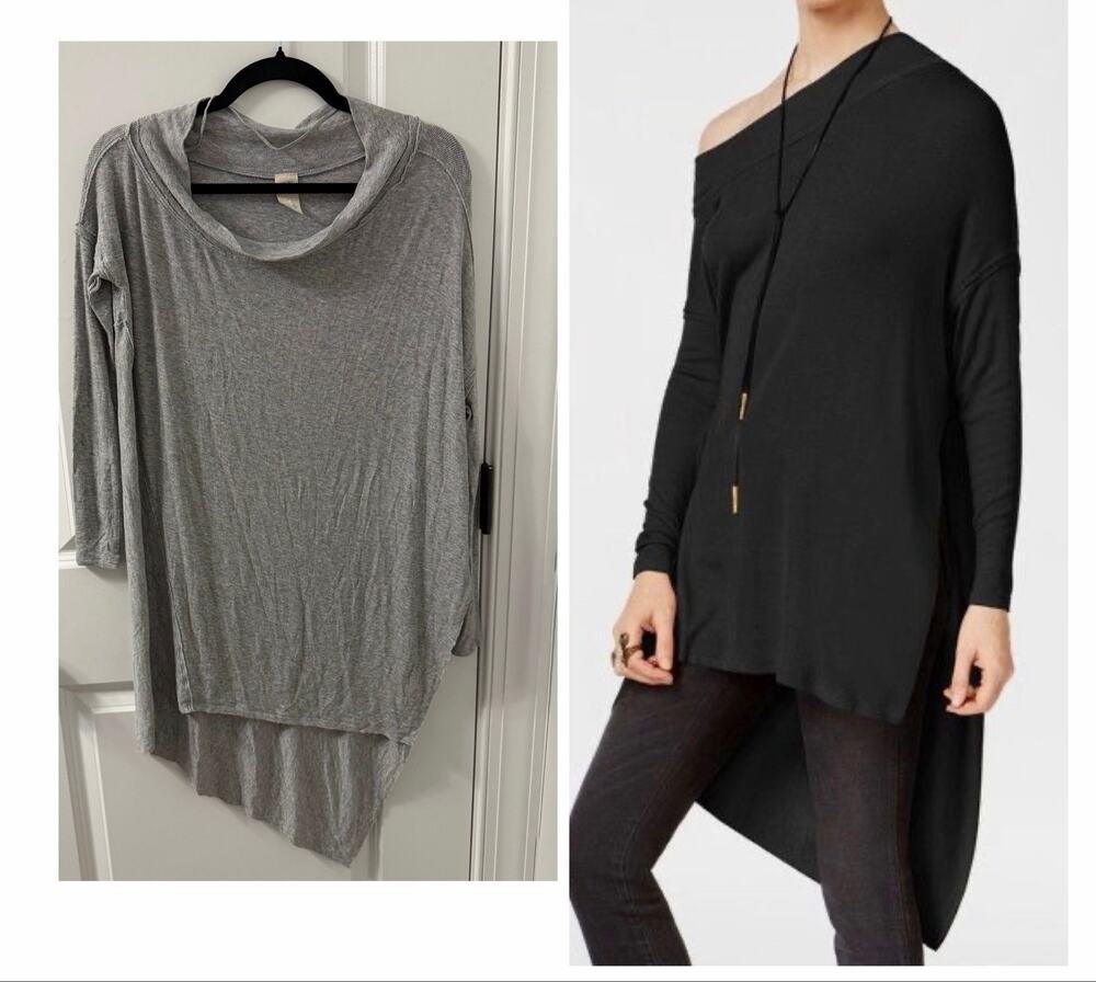 053F Free People We The Free XS/S/M/L asymmetrical ribbed tunic top